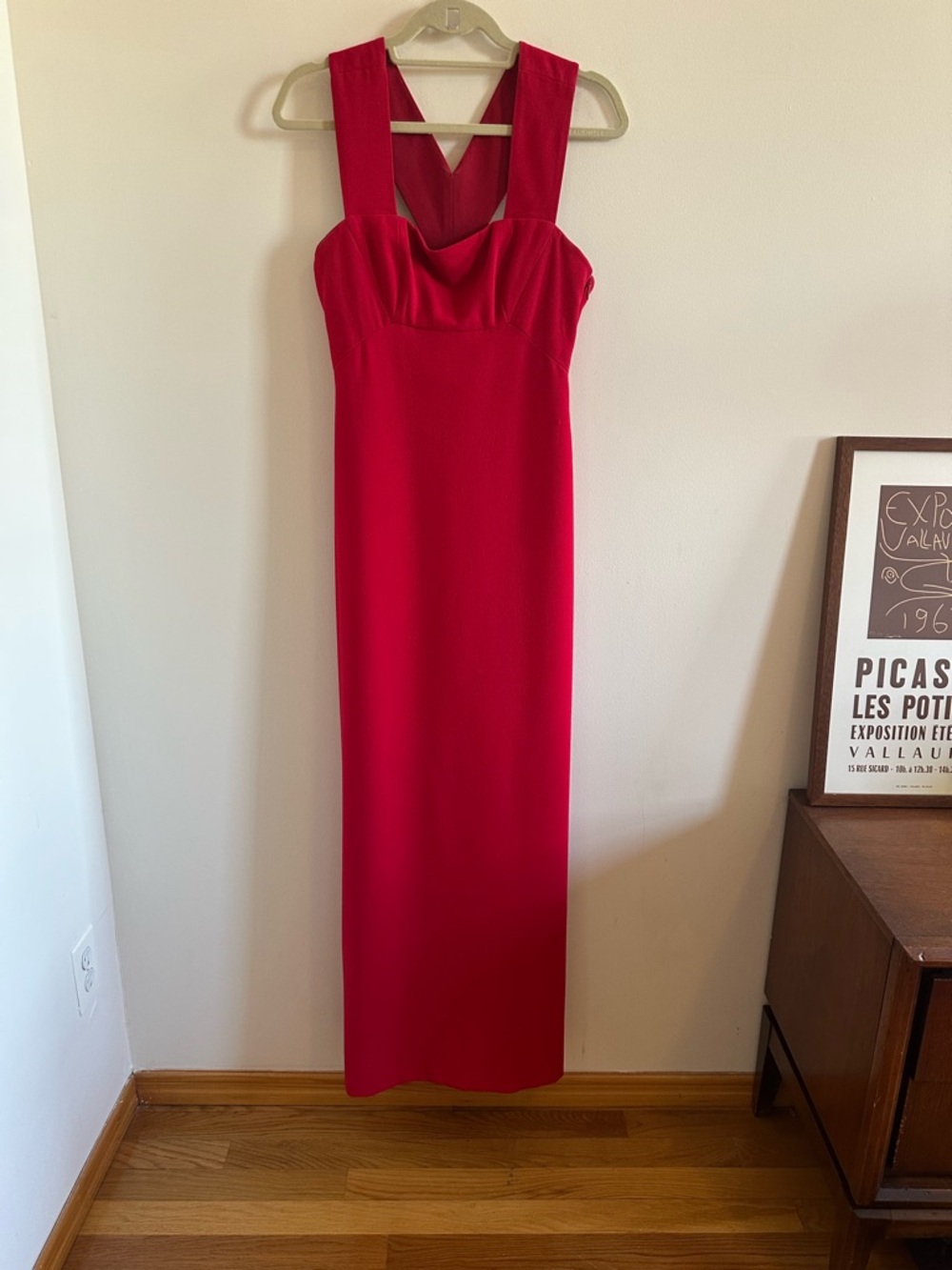 BCBGMaxAzria Red Crepe Gown with back detail